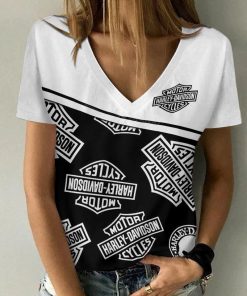 Harley Davidson Motorcycle Women V-neck T-shirt NABD145