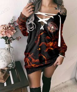 Harley Davidson Criss Cross Sweatshirt Dress Sizes S - 3XL NASA325