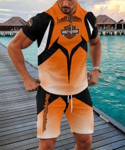 Harley Davidson Zipped Polo Shirt and Short Set NAJA98
