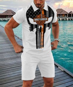 Harley Davidson Zipped Polo Shirt and Short Set NAJA95
