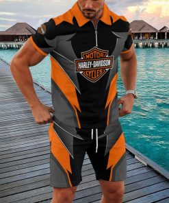 Harley Davidson Zipped Polo Shirt and Short Set NAJA99