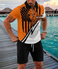 Harley Davidson Zipped Polo Shirt and Short Set NAQA10