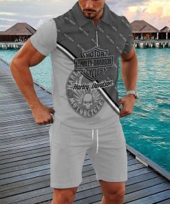 Harley Davidson Zipped Polo Shirt and Short Set NAJA317