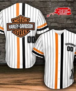 Harley Davidson Custom Name And Number Baseball Shirt Design 3D Full Printed High Quality - NMAR178