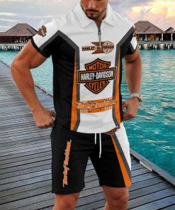 Harley Davidson Zipped Polo Shirt and Short Set NAQA22