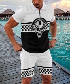 Harley Davidson Zipped Polo Shirt and Short Set NAQA14