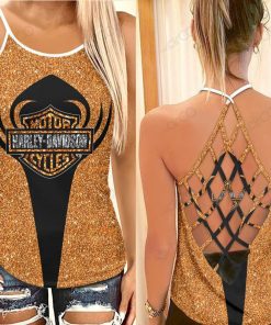 Harley Davidson CRISS CROSS OPEN BACK CAMISOLE TANK TOP DESIGN 3D SIZE S - 5XL -NASA117