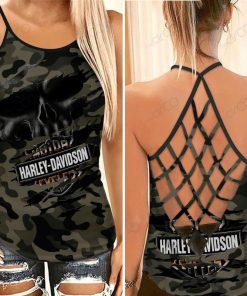 Harley Davidson CRISS CROSS OPEN BACK CAMISOLE TANK TOP DESIGN 3D SIZE S - 5XL -NASA103