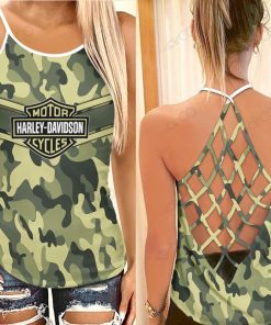 Harley Davidson CRISS CROSS OPEN BACK CAMISOLE TANK TOP DESIGN 3D SIZE S - 5XL -NASA255