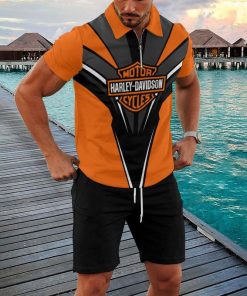 Harley Davidson Zipped Polo Shirt and Short Set NAJA321