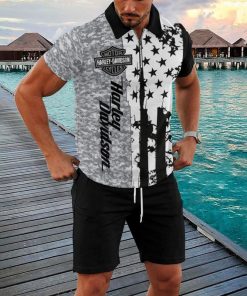 Harley Davidson Zipped Polo Shirt and Short Set NAJA315